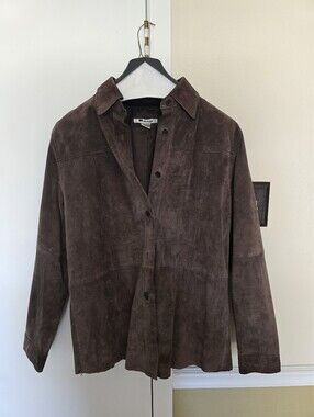 Chocolate Brown Suede Button-Up Jacket